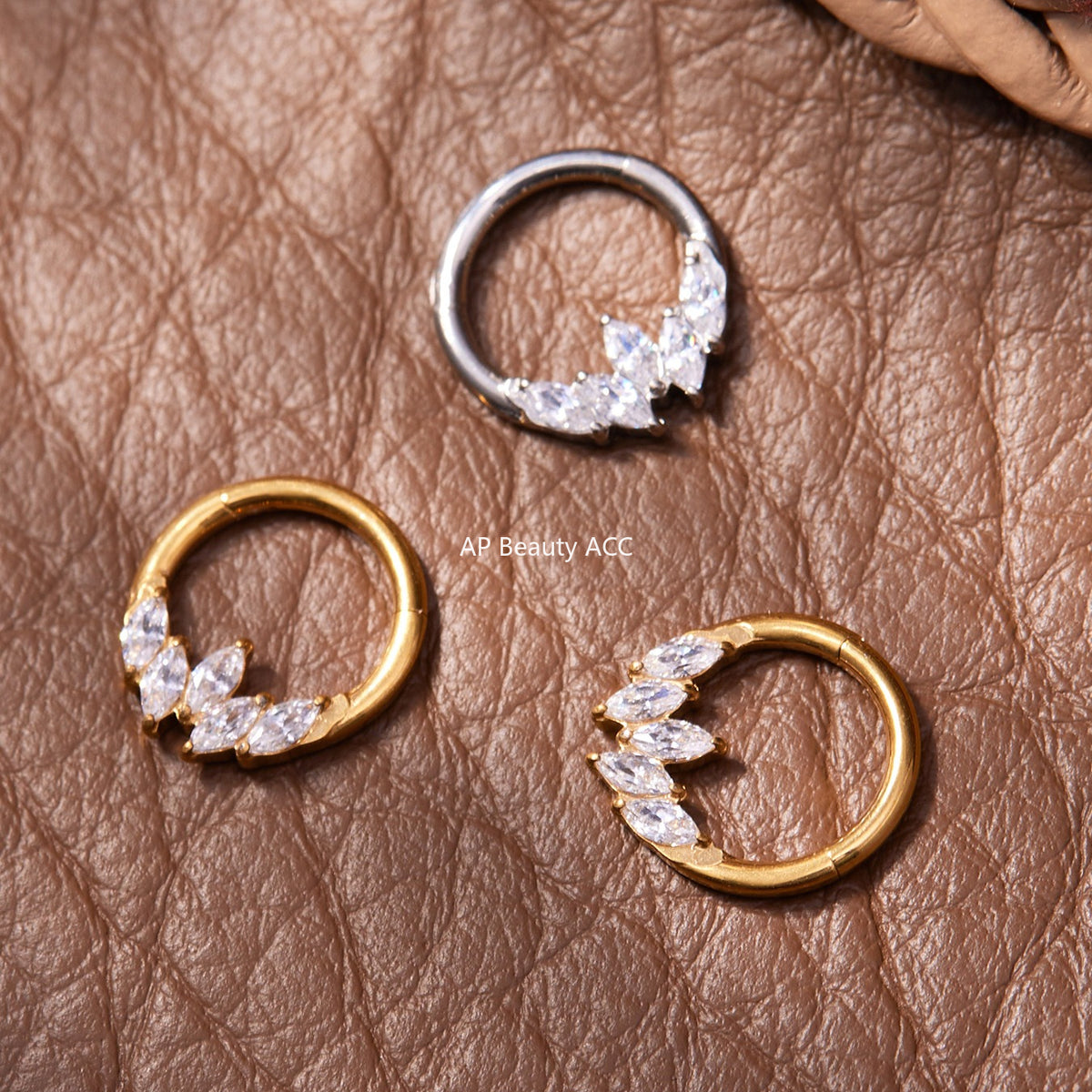 B廠-鈦合金鑲嵌5A鋯石鼻環歐美甜酷辣妹穿刺鼻環潮人時尚無縫環「T001」25.11-2