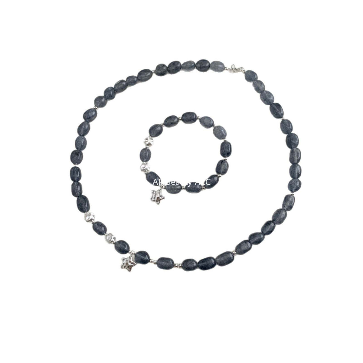 C廠-原創設計奶油甜美s925純銀星星方糖貓眼藍玉髓S925純銀手鍊銀項鍊「1530」25.11-3