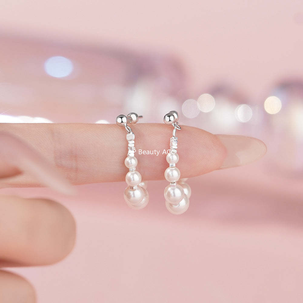 D廠-純銀S925日系銀色碎銀珍珠耳環簡約法式輕奢復古甜美優雅耳環「YC2380E_1」25.12-3