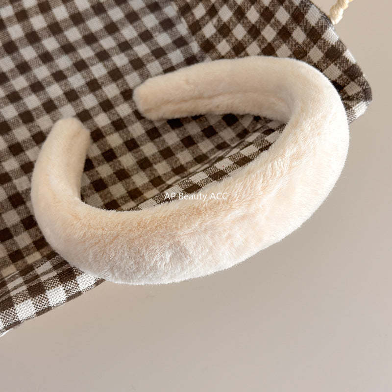 E廠-秋冬仿兔毛軟糯毛毛高顱頂寬髮箍氣質百搭溫暖毛絨絨壓髮頭箍髮飾「19179」25.11-3