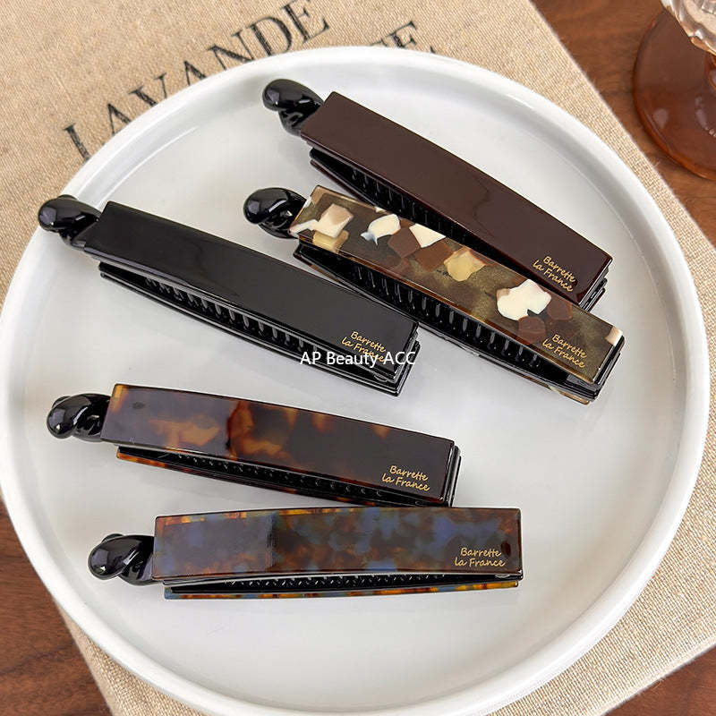 E廠-韓國France一字扭扭夾法式簡約氣質盤髮馬尾竪夾醋酸直條香蕉夾女「27640」25.11-1