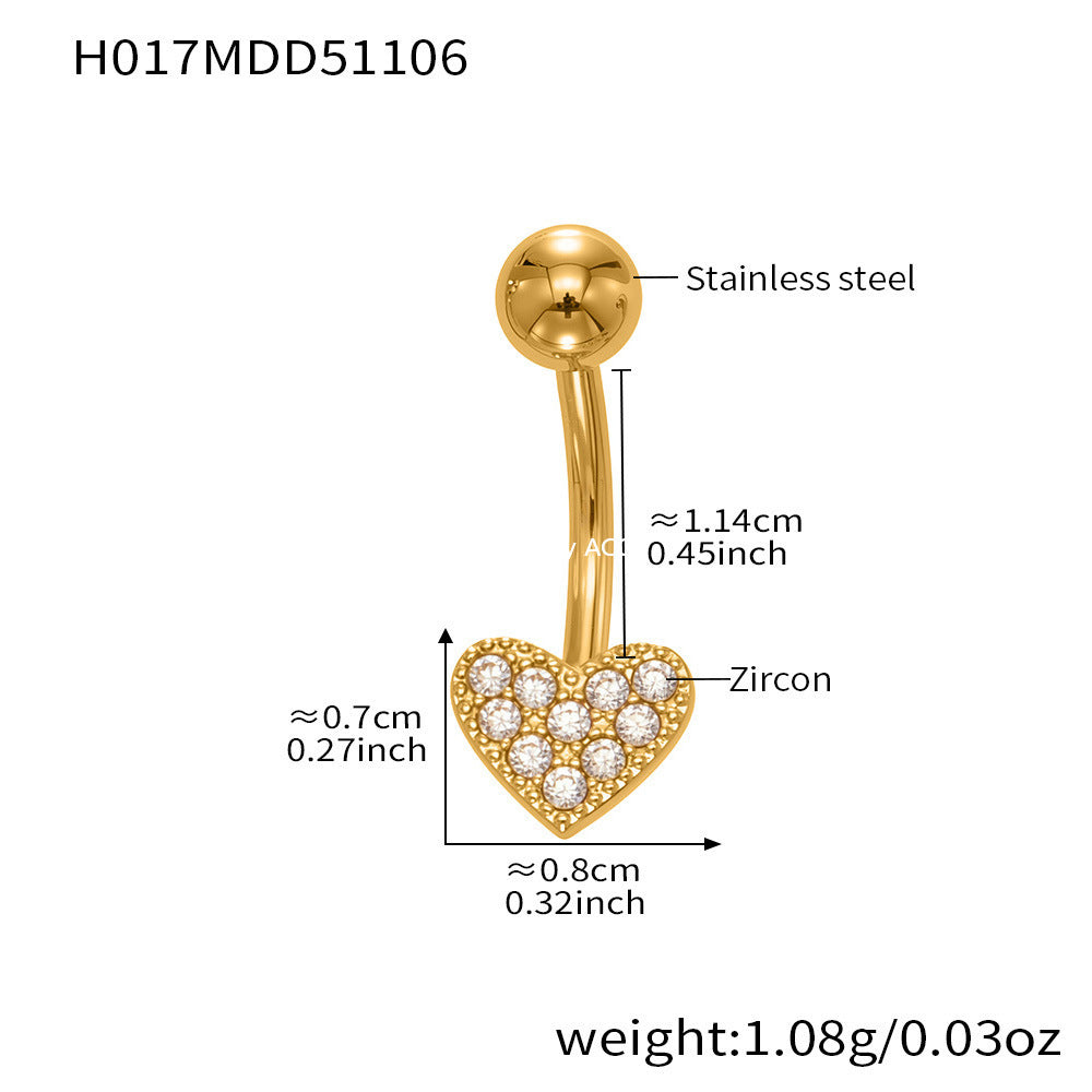 B廠-跨境新款多元素滿鑽鋯石肚臍釘不鏽鋼鍍18k金歐美穿刺飾品「H009」25.11-2