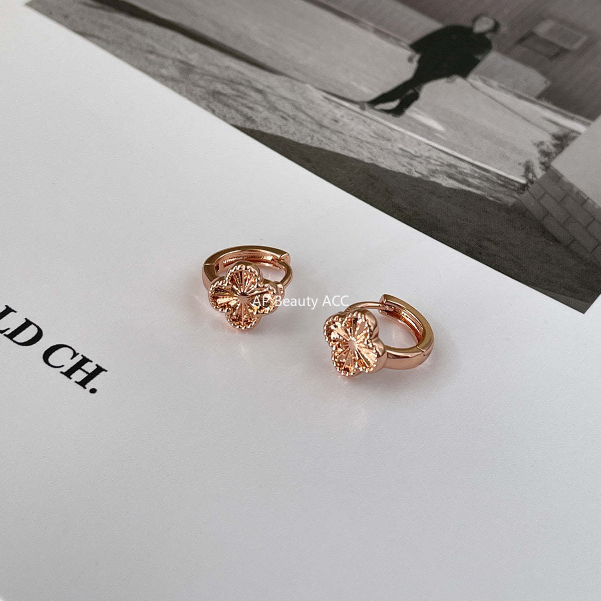 C廠-高級感顯氣質四葉草耳環女精緻百搭時尚耳環輕奢歐美熱銷秋冬耳飾「EH-4316」25.11-4