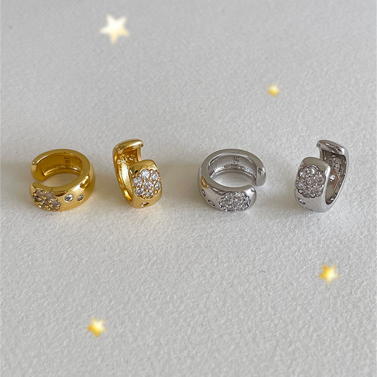 C廠-簡約冷淡風鋯石耳夾女秋冬新款冷淡風時尚氣質耳環百搭高級感耳飾「EJ-41」25.10-3