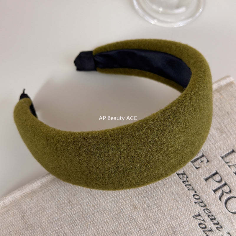 E廠-毛呢寬邊高顱頂髮箍女秋冬日常外戴洗臉壓髮頭箍韓系復古氣質髮卡「27699」25.11-3