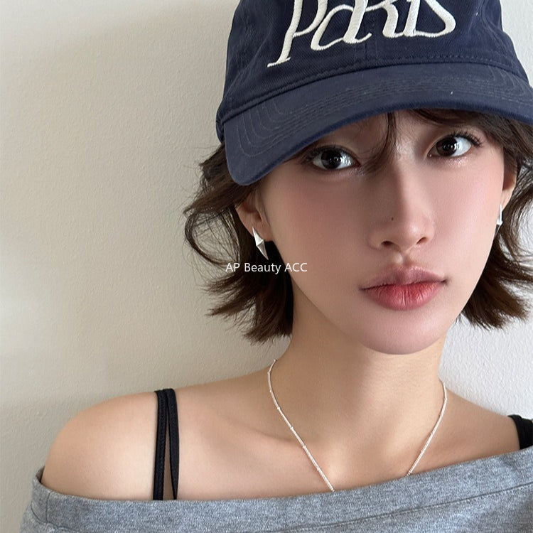 C廠-925銀針拉絲立體四芒星耳釘女輕奢高級氣質耳環日常百搭秋冬耳飾「EH-4119」25.11-2