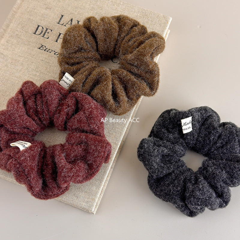 E廠-秋冬質感毛呢大腸髮圈韓系氣質百搭時尚丸子頭馬尾髮繩髮飾髮圈「26247」25.11-2