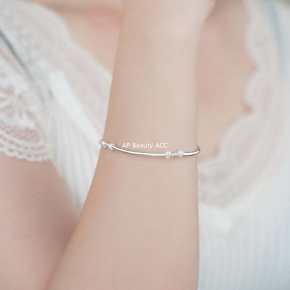 D廠-S999足銀簡約原子珠珍珠手鍊女秋冬新款法式復古優雅溫柔手飾批發「YC4711SL」25.11-4