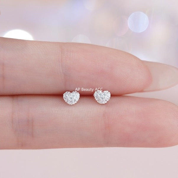 D廠-S999足銀愛心方形蝴蝶結圓形耳環輕奢小眾設計氣質清新耳飾批發「YC2652E_1」25.11-1