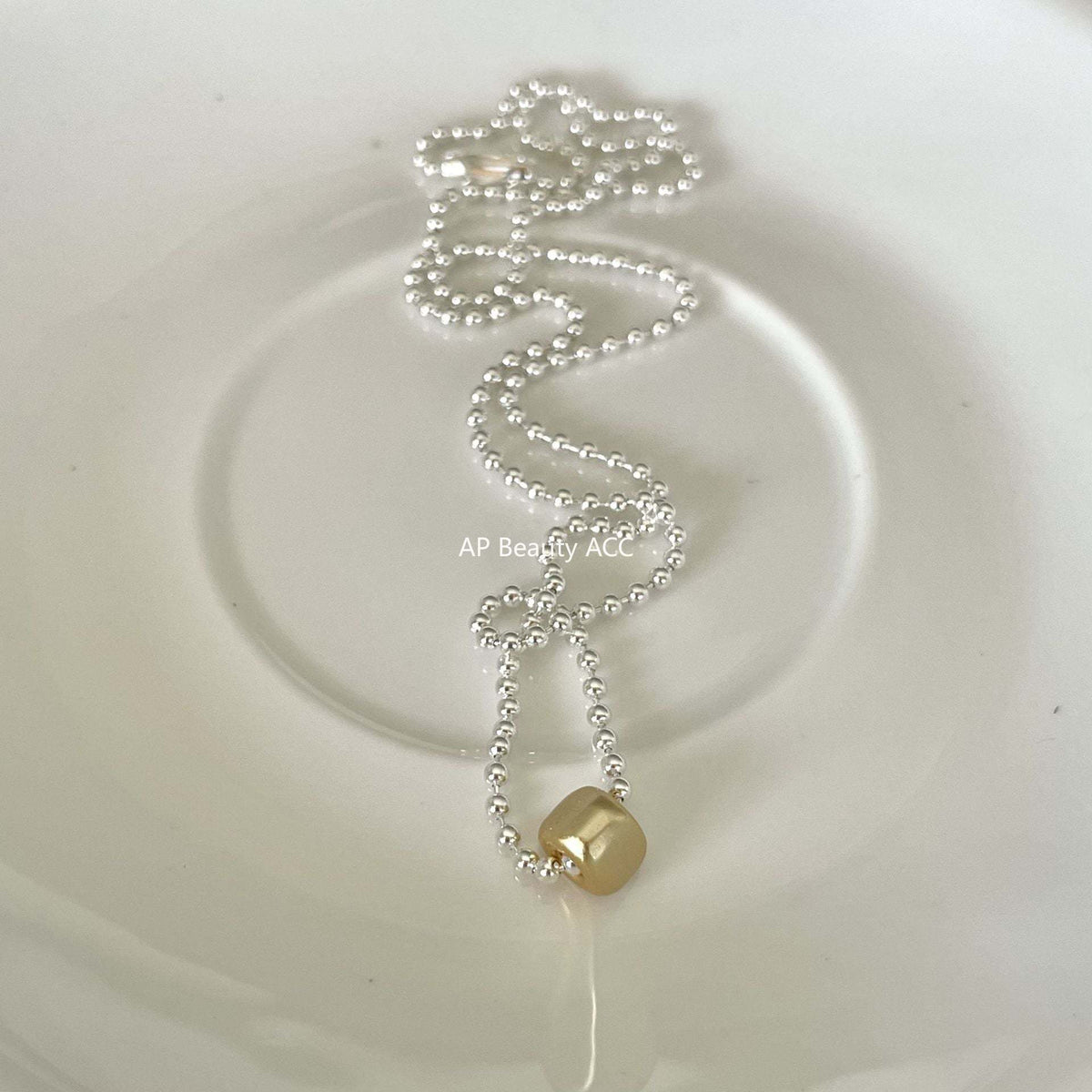 F廠-韓國韓版925純銀三角磨砂珠分色項鍊簡約ins網紅項鍊「B1167」25.12-3