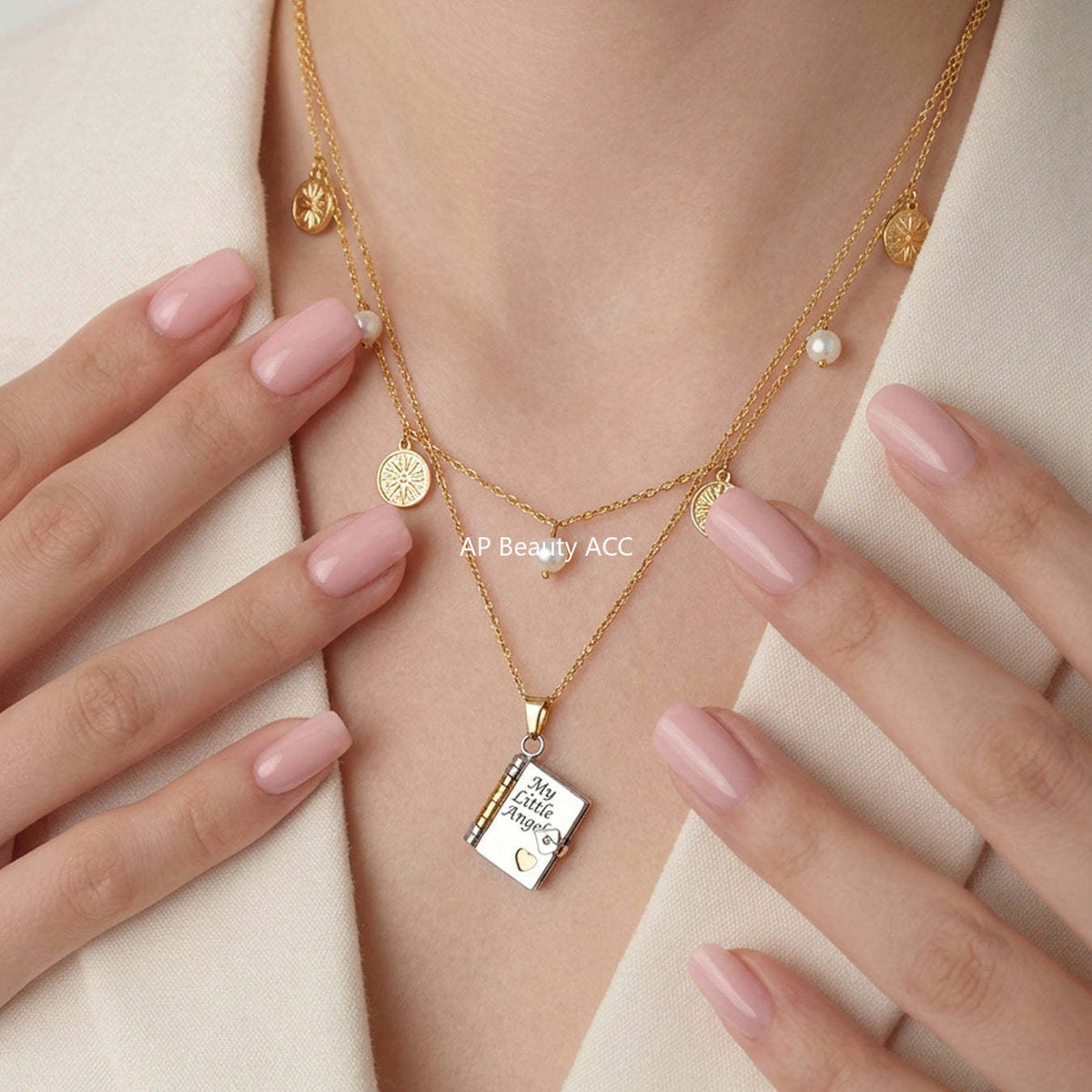 B廠-不鏽鋼小書本可打開刻字吊墜項鍊鍍18k真金歐美時尚熱銷新款飾品「RP022」25.12-3