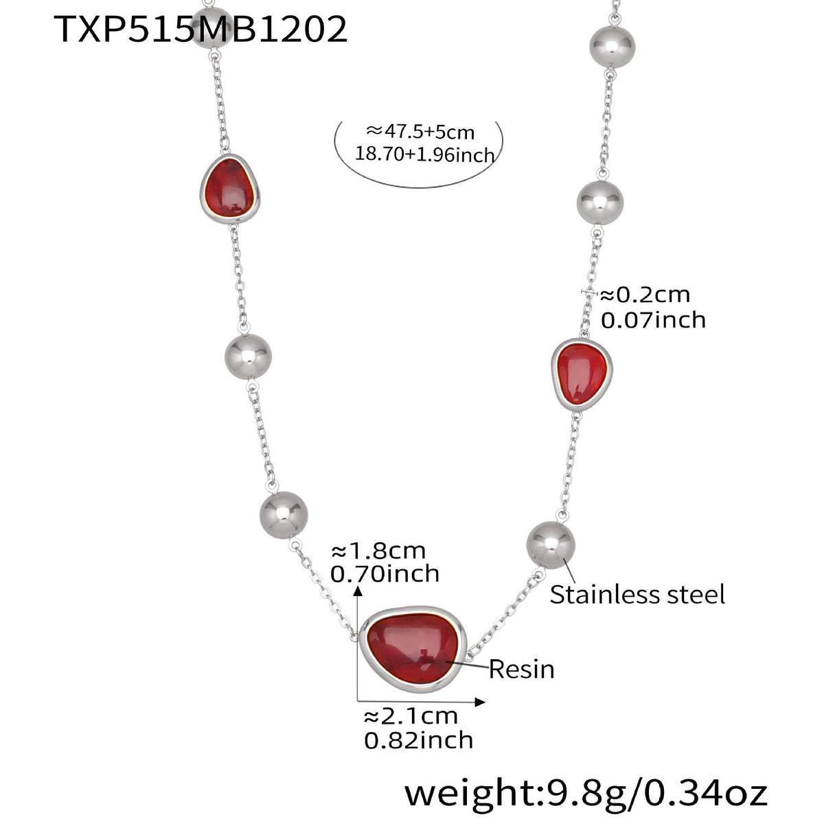B廠-不鏽鋼彩色樹脂包邊項鍊5A鋯石愛心手鍊多巴胺飾品套裝鍍18k真金「TXP515」25.12-2