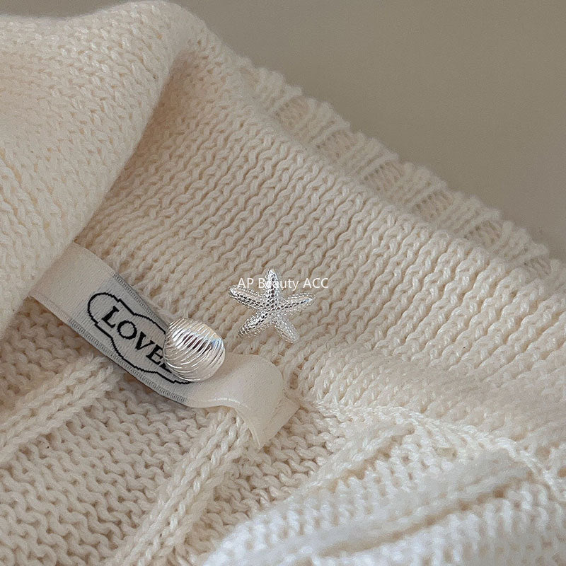 F廠-韓國韓版925純銀海星貝殼耳釘女簡約時尚ins風小紅書耳釘「C1219」25.10-1