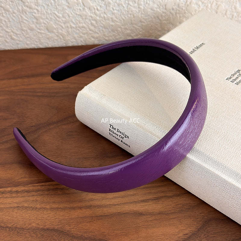 E廠-復古高級感茄紫色貴氣壓髮箍優雅精緻加厚漆皮紋亮面頭箍髮卡髮飾「27812」25.12-3