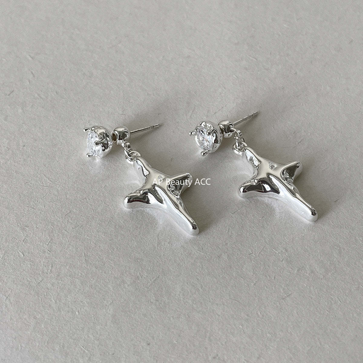C廠-精緻時尚四芒星耳釘女高級感冷淡風鋯石耳環簡約小眾秋冬百搭耳飾「EH-4353」25.11-4