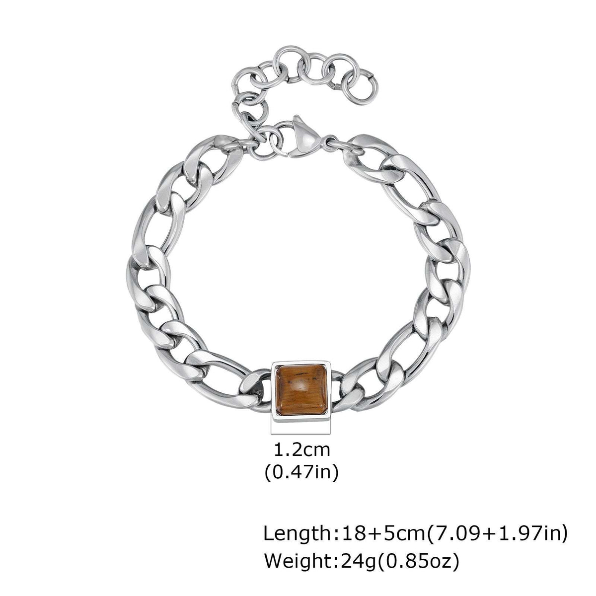 G廠-不鏽鋼手鍊批發男士嘻哈潮流手鍊三比一NK鏈方虎眼石手鍊「BR-2741」25.12-3