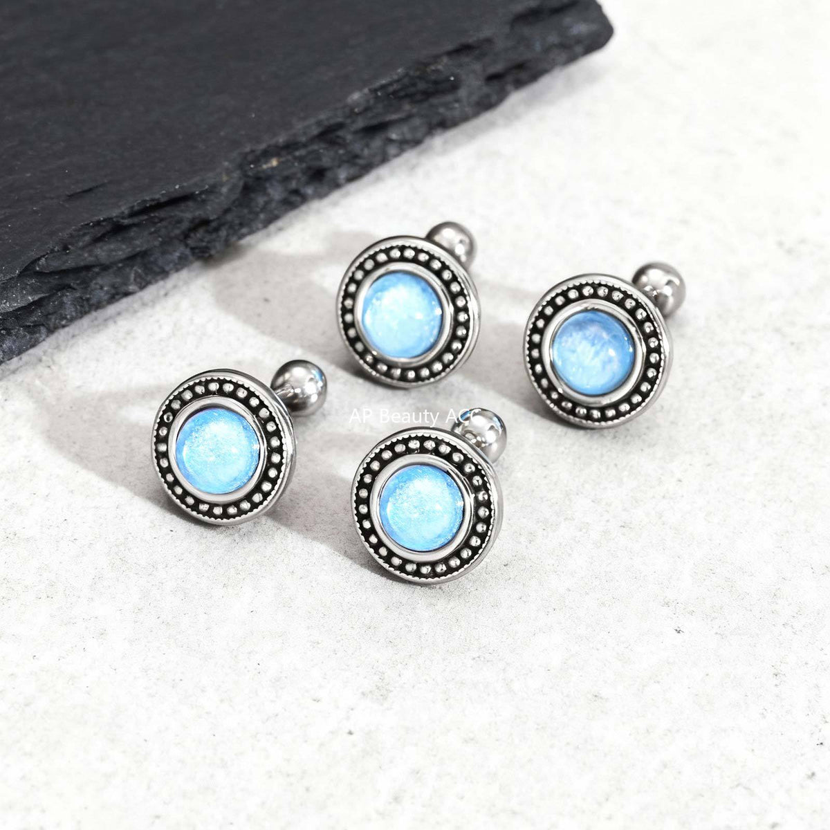 G廠-不鏽鋼日系復古男士潮流時尚新款樹脂耳釘鋼色「ES-768」25.12-2