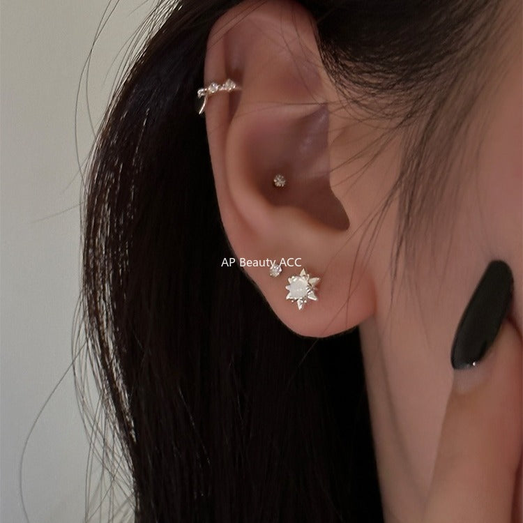 C廠-999純銀小太陽耳釘女高級感耳骨釘小眾特耳環小巧精緻氣質耳飾「EH-2451.eb」25.11-1