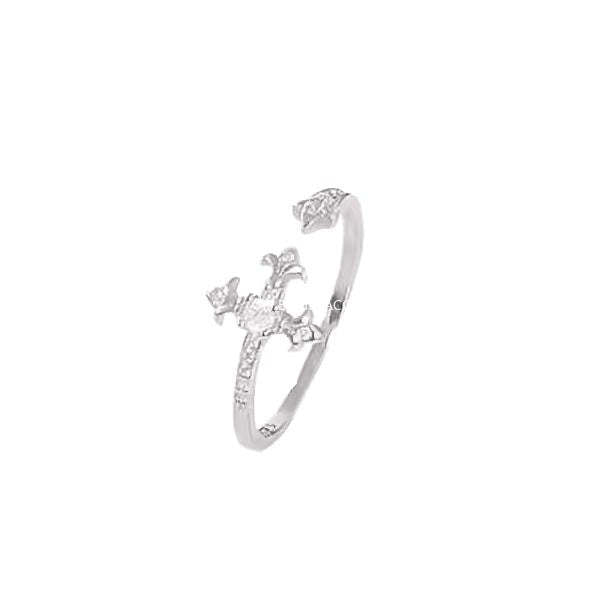 G廠-鳶尾花鋯石戒指男潮個性冷淡風十字花指環時尚百搭高級感開口戒「J2675」25.11-4