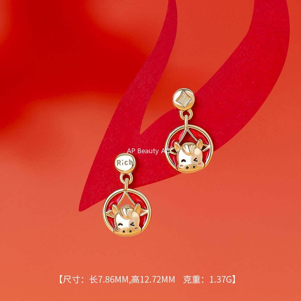 D廠-原創足銀S999財馬耳環本命年手鍊輕奢中式復古生肖馬項鍊首飾「YC10183E_1 YC2702N_1 YC5050SL_1」25.11-4