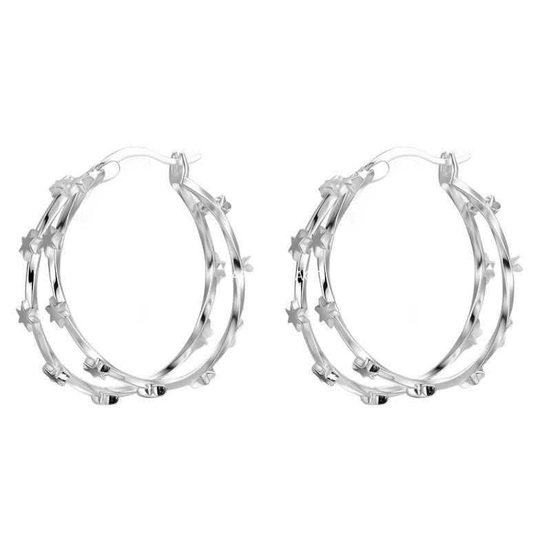 C廠-甜酷簡約星星耳環女時尚復古港風氣質荊棘銀針耳扣高級感秋冬耳飾「EH-4117」25.11-2