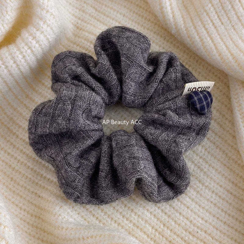 E廠-韓系麻花針織褶皺毛線大腸髮圈高級感氣質頭花髮繩扎頭高彈力頭繩「27707」25.11-4