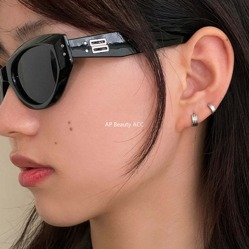 C廠-925銀針耳環線圈重疊耳釘女小眾設計感高級耳耳圈耳釘爆耳飾「EH-3132.SJ」25.12-2