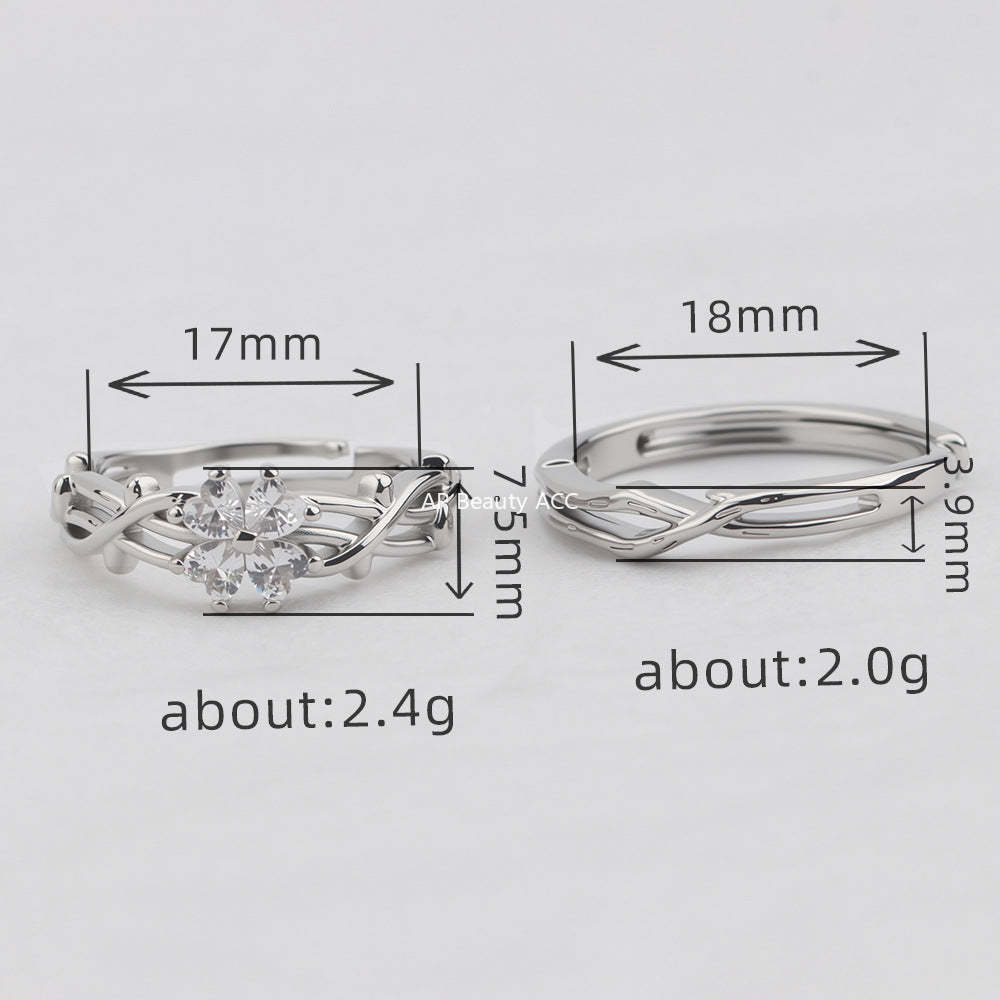 G廠-荊棘四葉草情侶戒指男女一對簡約高級感愛心鏤空對戒時尚百搭指環「J1648」25.11-4