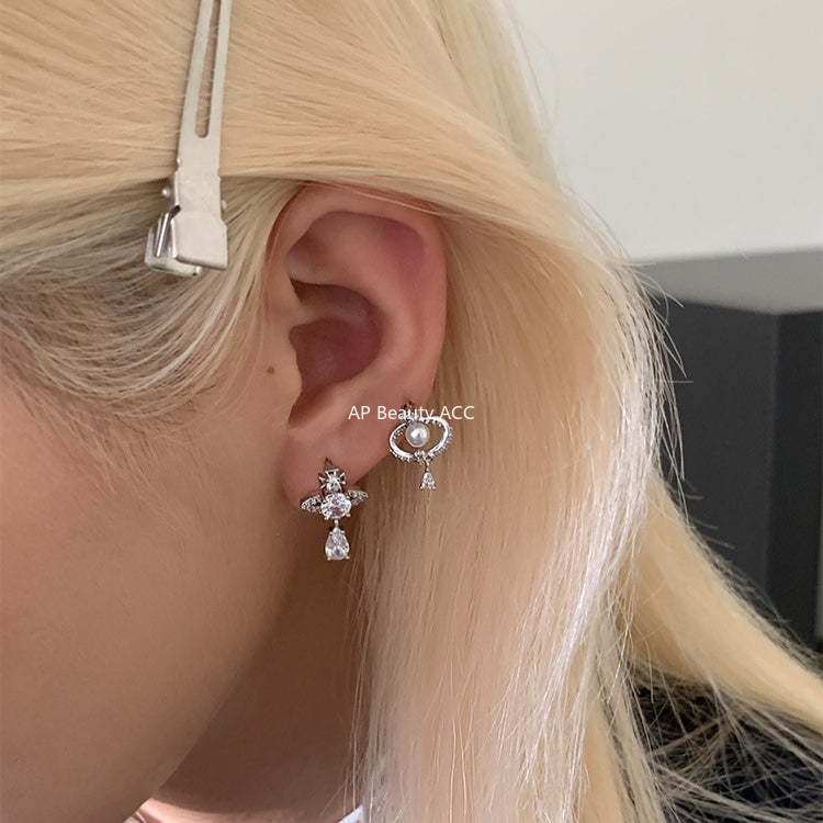 C廠-甜酷風爆閃鋯石星球耳釘鈦合金女高級感個性氣質別針鈦鋼新品耳飾「EH-4347」25.12-1