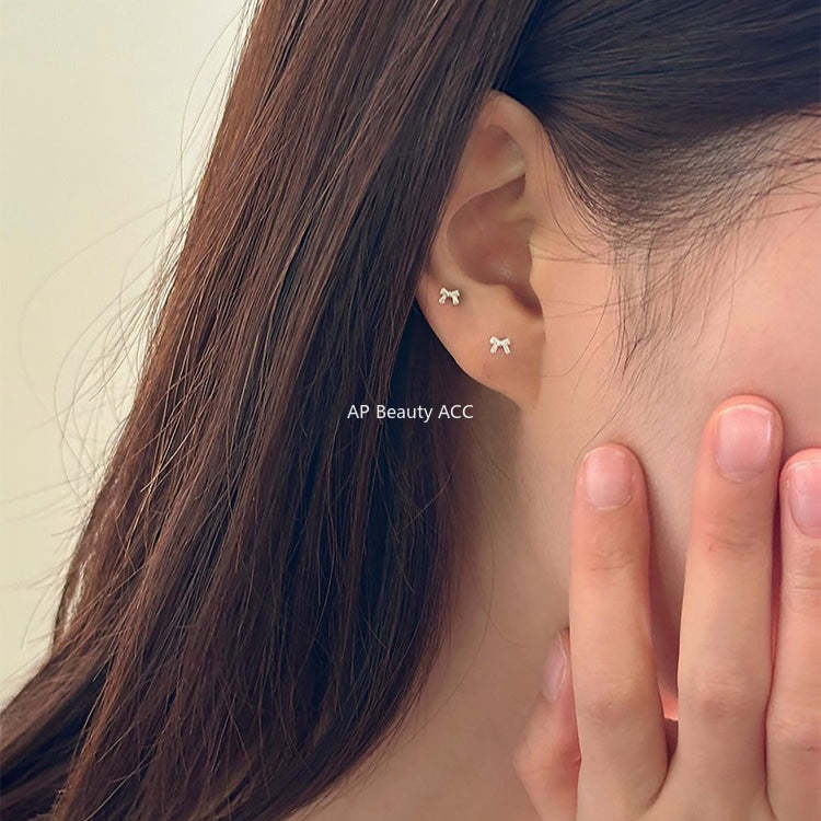 C廠-925純銀迷你蝴蝶結耳釘女甜美風精緻日常百搭耳環ins少女風耳飾「EH-4293」25.12-1