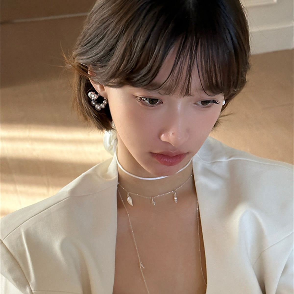 C廠-小眾設計感法式chic大小珍珠耳釘女小清新超仙氣質百搭銀針耳扣「EH-3979」25.10-1