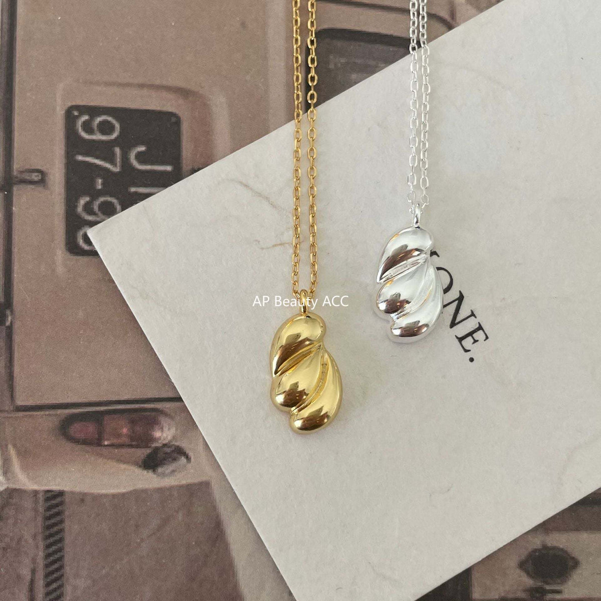 F廠-韓國韓版925純銀項鍊不規則項鍊簡約小眾chic個性異形水滴項鍊「B1008」25.12-1