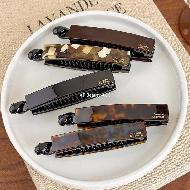 E廠-韓國France一字扭扭夾法式簡約氣質盤髮馬尾竪夾醋酸直條香蕉夾女「27640」25.11-1