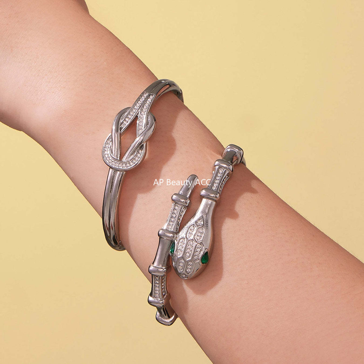 B廠-歐美新款雙豹子頭滿鑽5A鋯石開口彈力手鐲不鏽鋼鍍18k真金「Z506-Z507-Z508」25.10-5