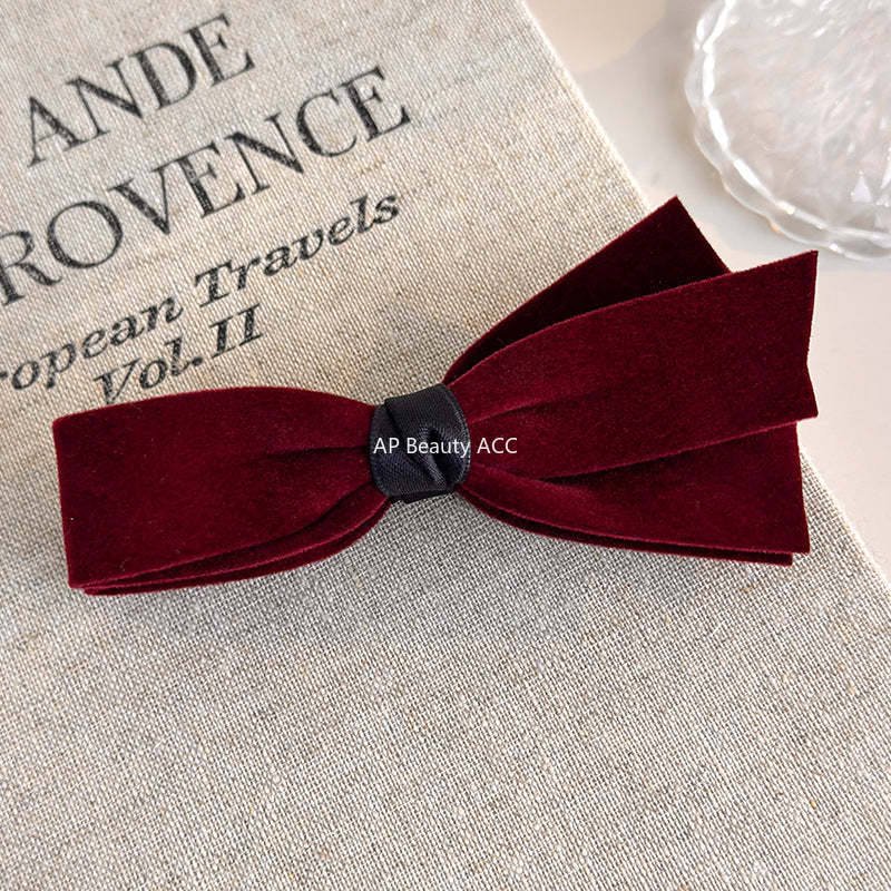 E廠-簡約復古絲絨蝴蝶結香蕉夾女後腦勺高級感髮飾氣質百搭馬尾夾髮卡「27757」25.12-1