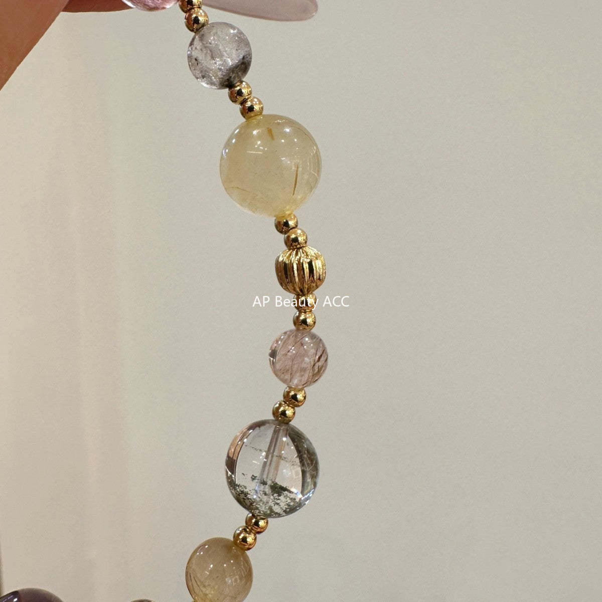 AS廠-天然黑金超七多寶水晶手鍊女小眾高級感綠幽靈紫水晶手串批發「l2719」25.10-5