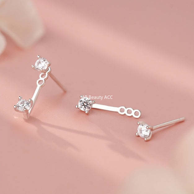 D廠-S999足銀鋯石耳環簡約輕奢兩戴個性睡覺免摘設計感耳飾「YC4580E_1」25.11-4