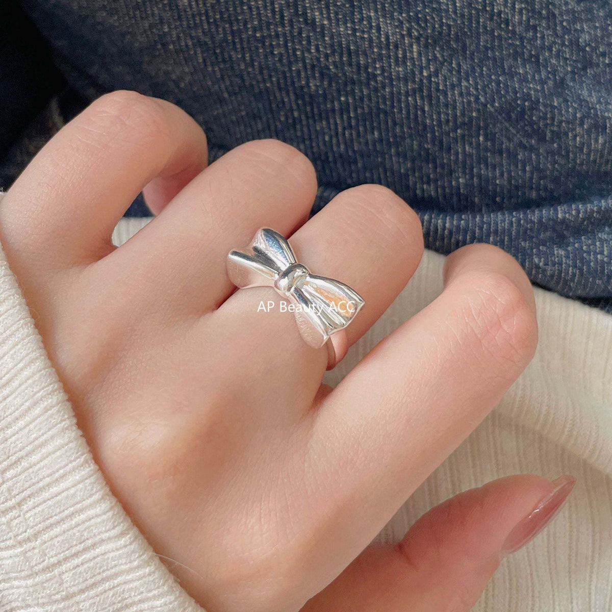 F廠-韓國 韓版飾品925純銀蝴蝶結戒指個性氣質小紅書INS戒指指「J1894」25.12-3