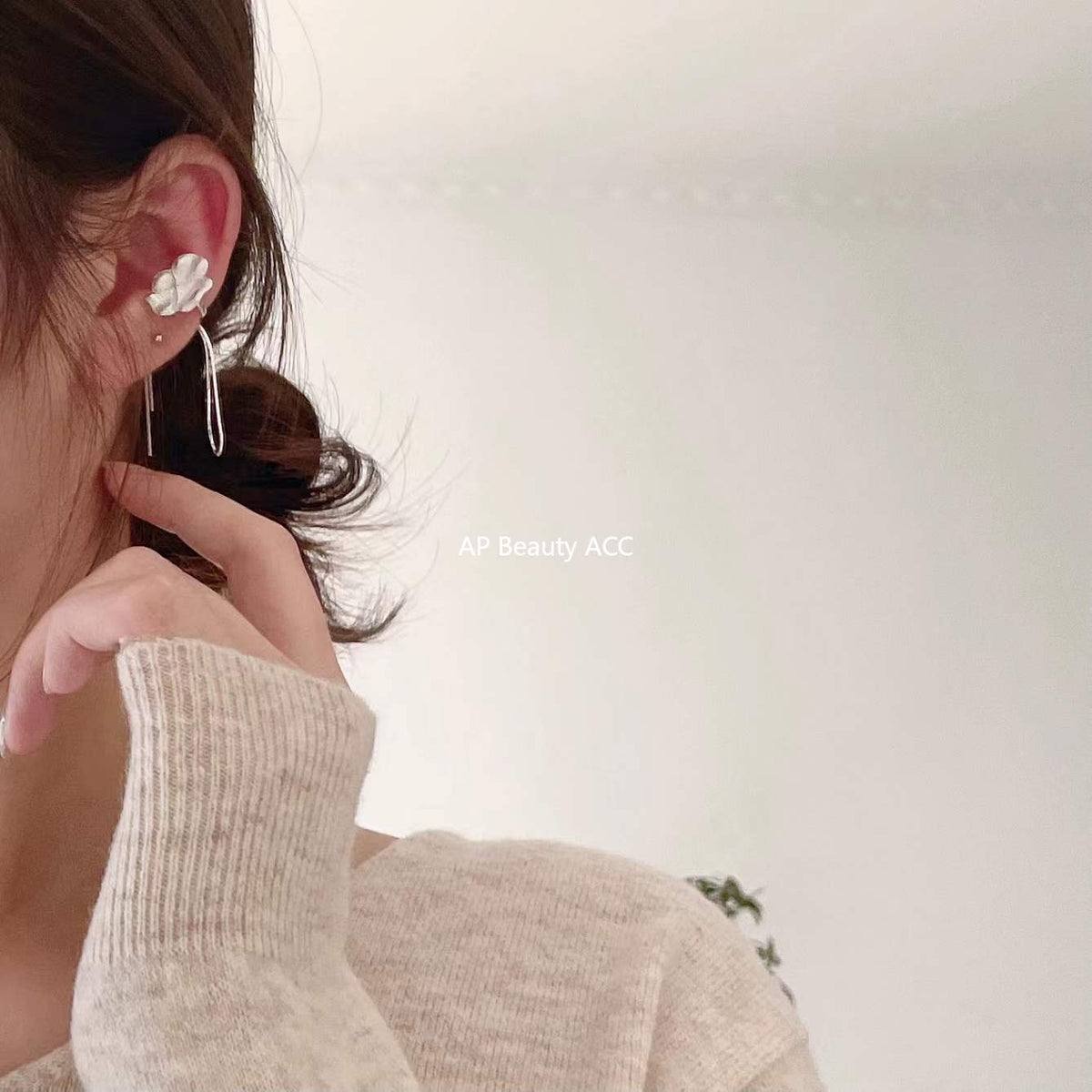 F廠-韓國韓版簡約S925純銀花朵耳夾女ins無耳洞破損簡約耳夾「C869」25.12-1