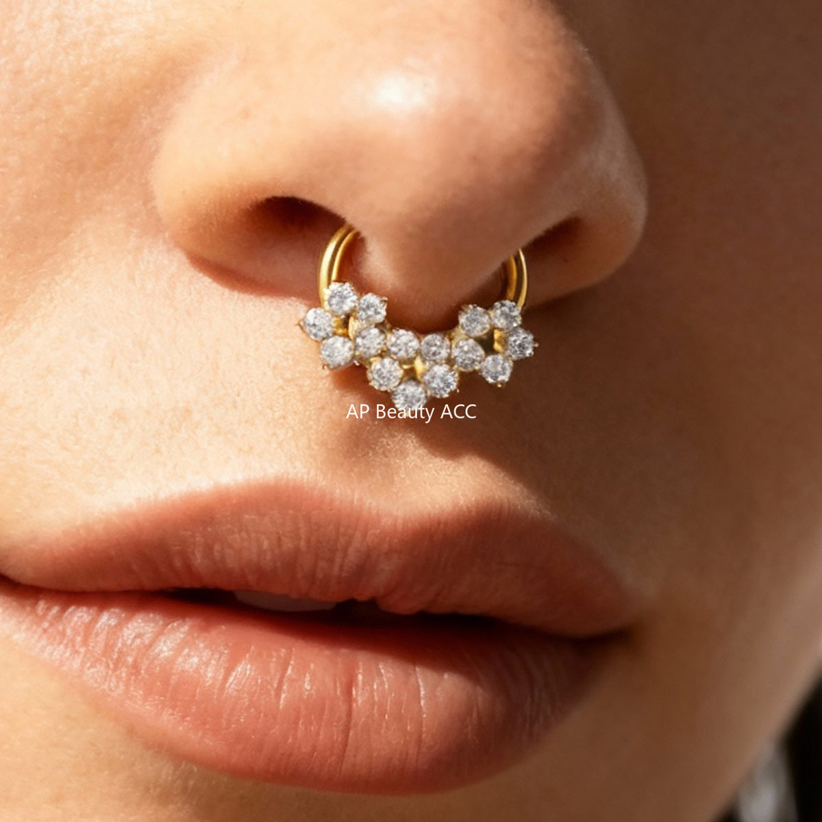 B廠-鈦合金鑲嵌5A鋯石鼻環歐美甜酷辣妹穿刺鼻環潮人時尚無縫環「T001」25.11-2