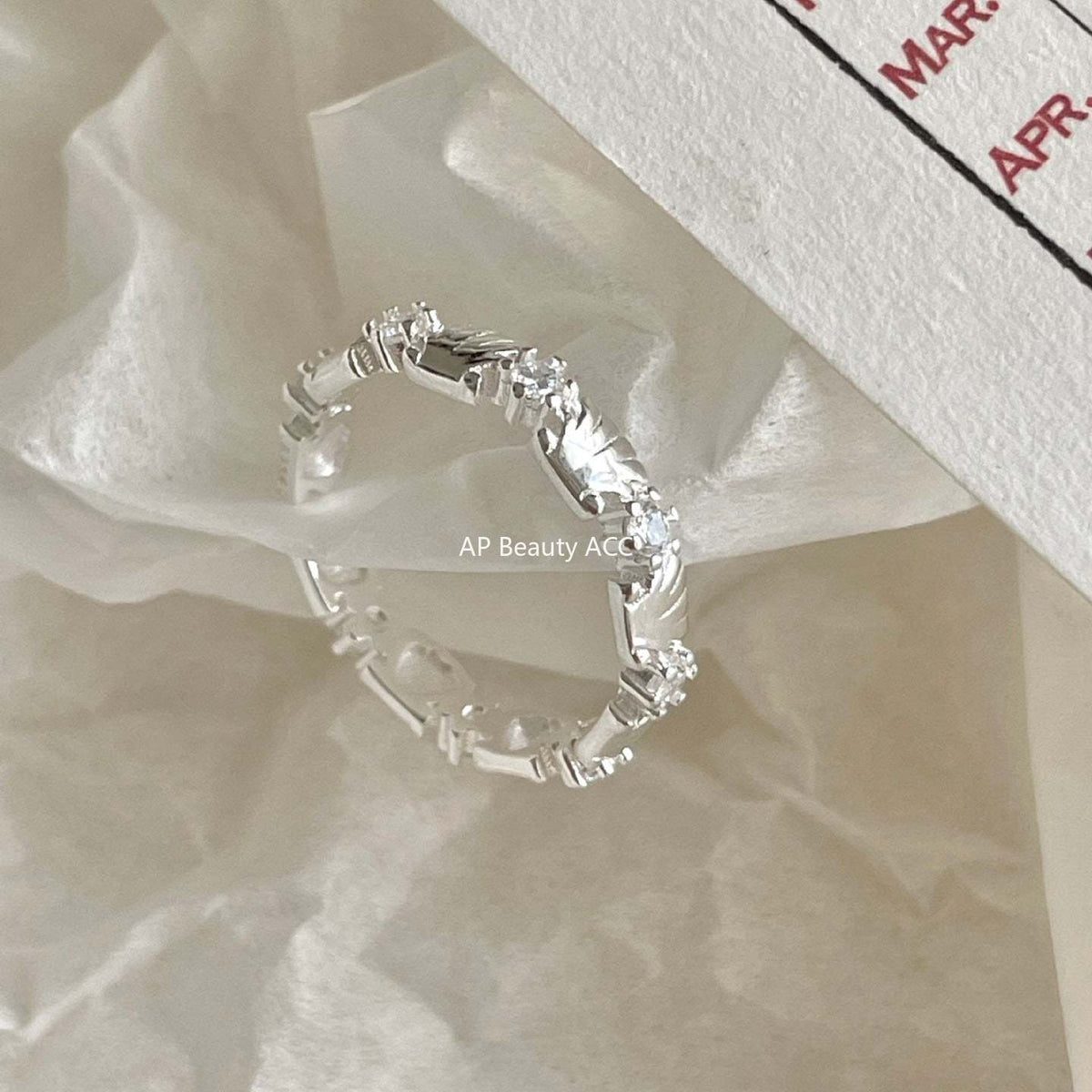 F廠-韓版小紅書ins簡約S925純銀鋯石貝殼戒指設計感個性戒指「J2145」25.11-3