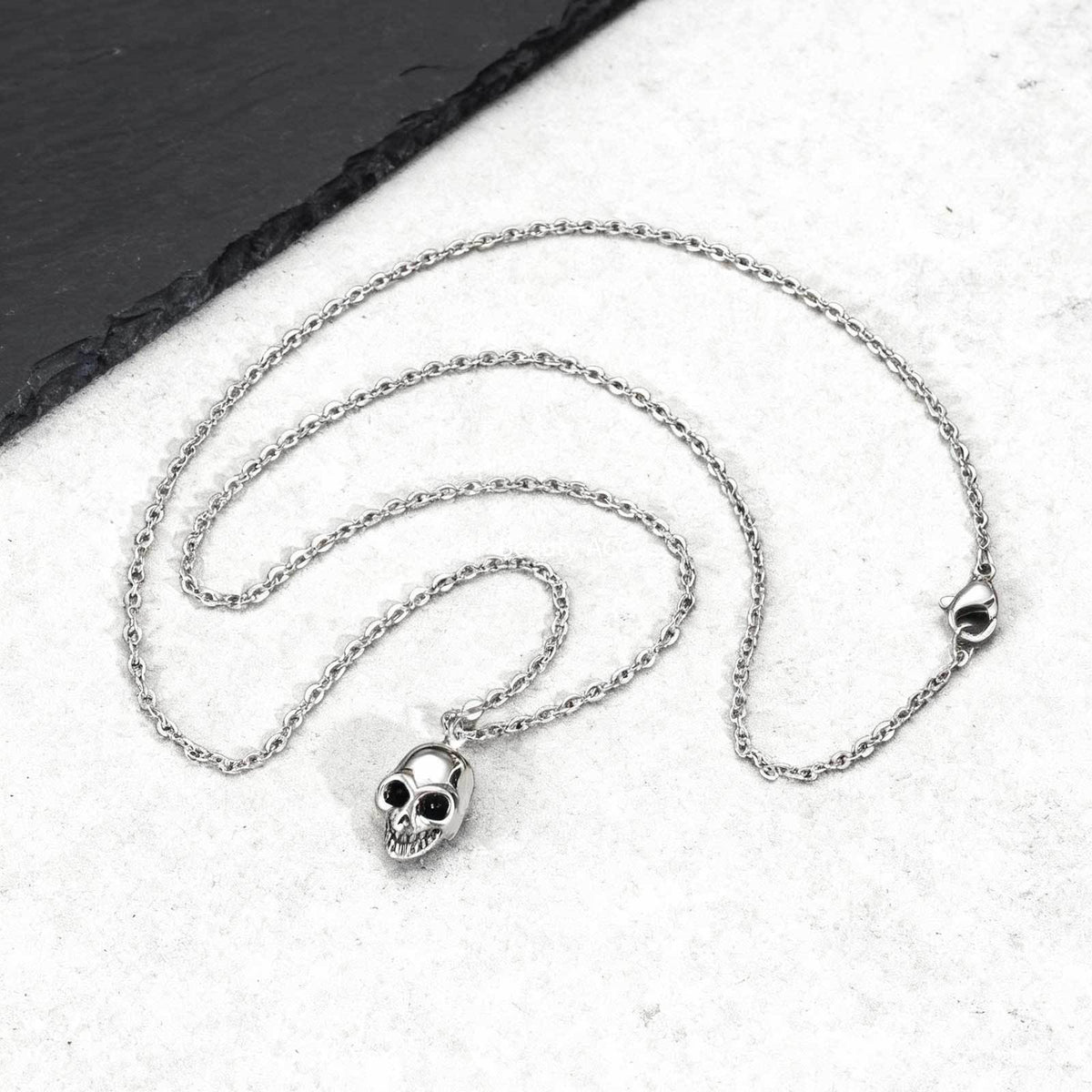 G廠-不鏽鋼扁十字鏈骷顱頭吊墜項鍊「NC-2619」25.12-2