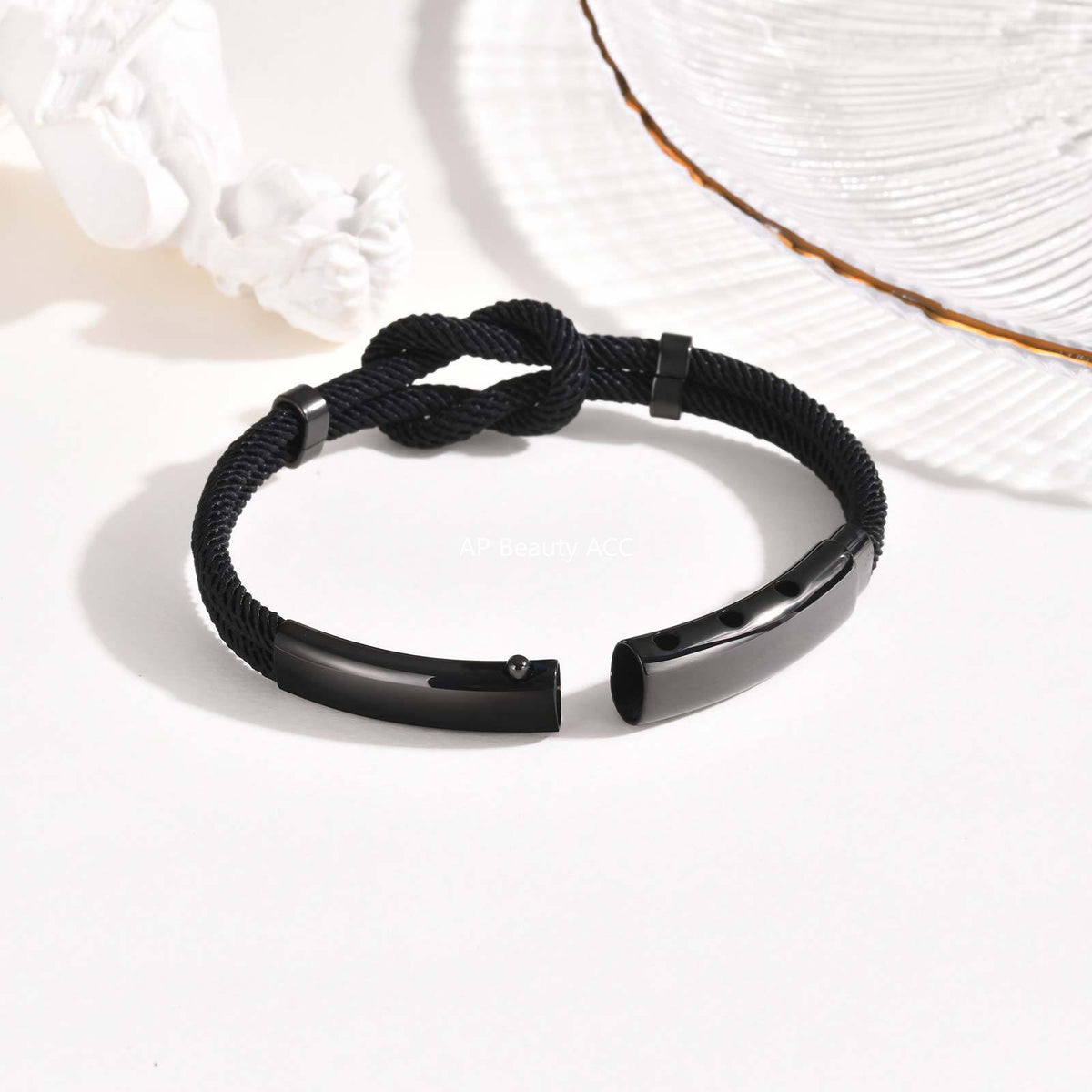 G廠-不鏽鋼男士調節扣黑色無限符號米蘭繩同心結手繩手鍊「BL-739」25.11-2