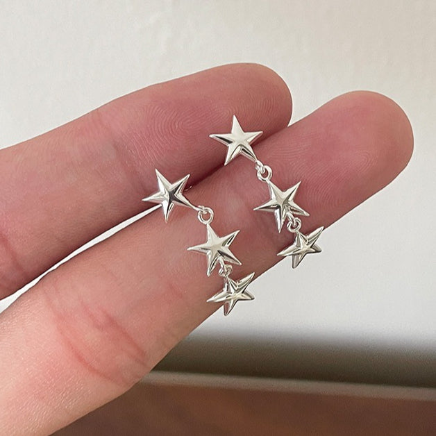 C廠-日韓極簡冷淡風星星流蘇耳釘女潮流復古高級感銀針耳環輕奢耳飾「EH-4335」25.11-4