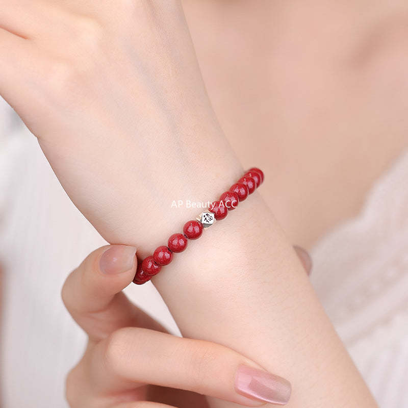 D廠-S925純銀福字硃砂手鍊國風福氣好運小眾個性創意新中式手鍊批發「YC4380SL_1」25.11-3