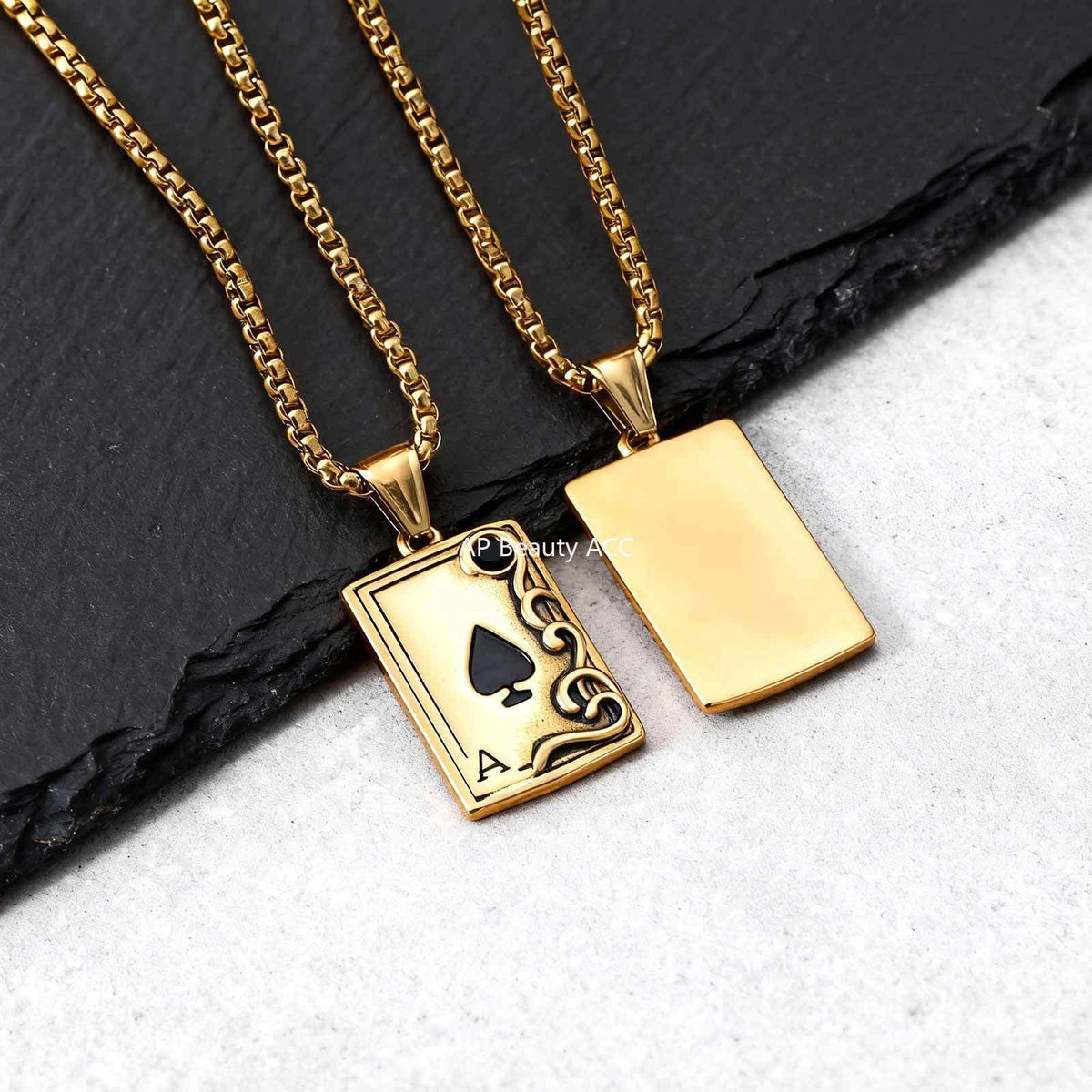 G廠-不鏽鋼撲克吊墜潮嘻哈百搭hiphop蹦迪黑桃A花紋吊墜「PN-2317S」25.12-3