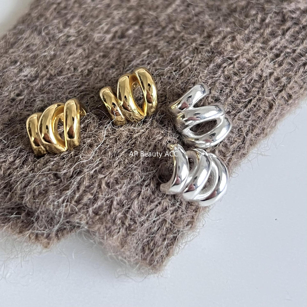 F廠-韓國韓版925純銀耳釘韓風INS極簡波紋耳環耳扣銀耳釘女「C878」25.12-1