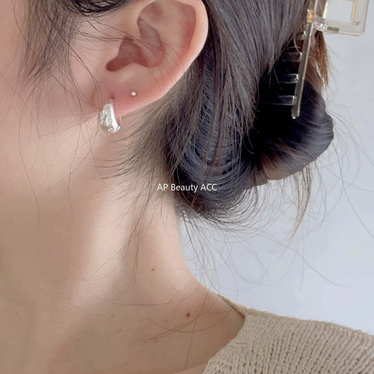 F廠-韓國韓版925純銀鋯石耳環U型簡約時尚氣質ins風耳環「C1186」25.12-3