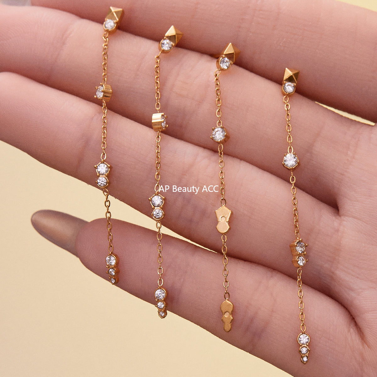 B廠-不鏽鋼流蘇鋯石耳環鍍18k真金chic風歐美時尚輕奢百搭耳飾「F932」25.11-2