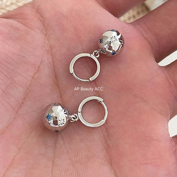 C廠-星球耳扣女小眾復古設計簡約銀針耳環時尚氣質極簡耳飾「EH-4124」25.12-2